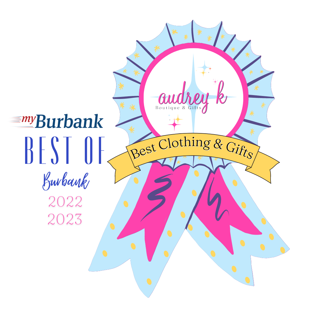 Graphic of My Burbank Best of award for audrey k Boutique in 2022 and 2023