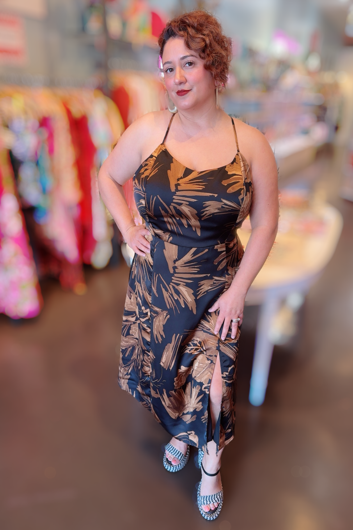 Dark Jungle Satin Slip Midi Dress – Audrey k boutique