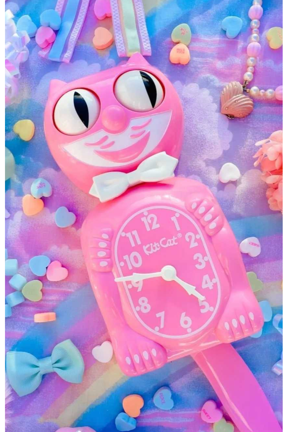 Limited Edition Pink Satin Kit Cat Clock