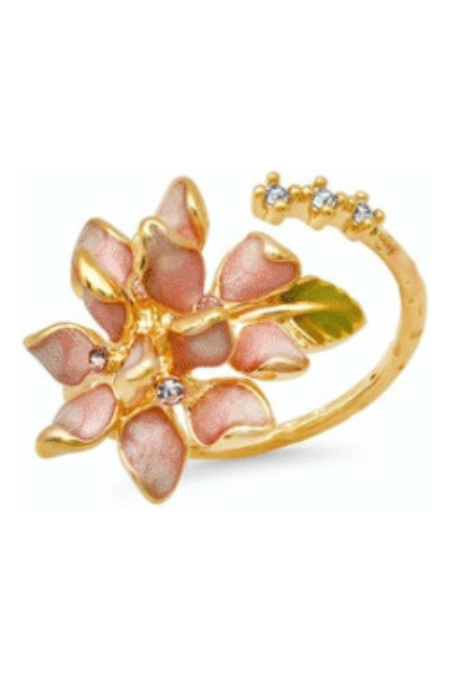 Pink Flower Open Ring