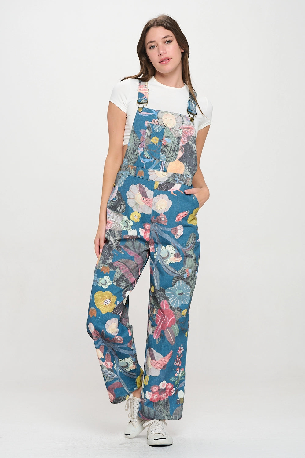 Force of Nature Botanical Floral Print Overalls