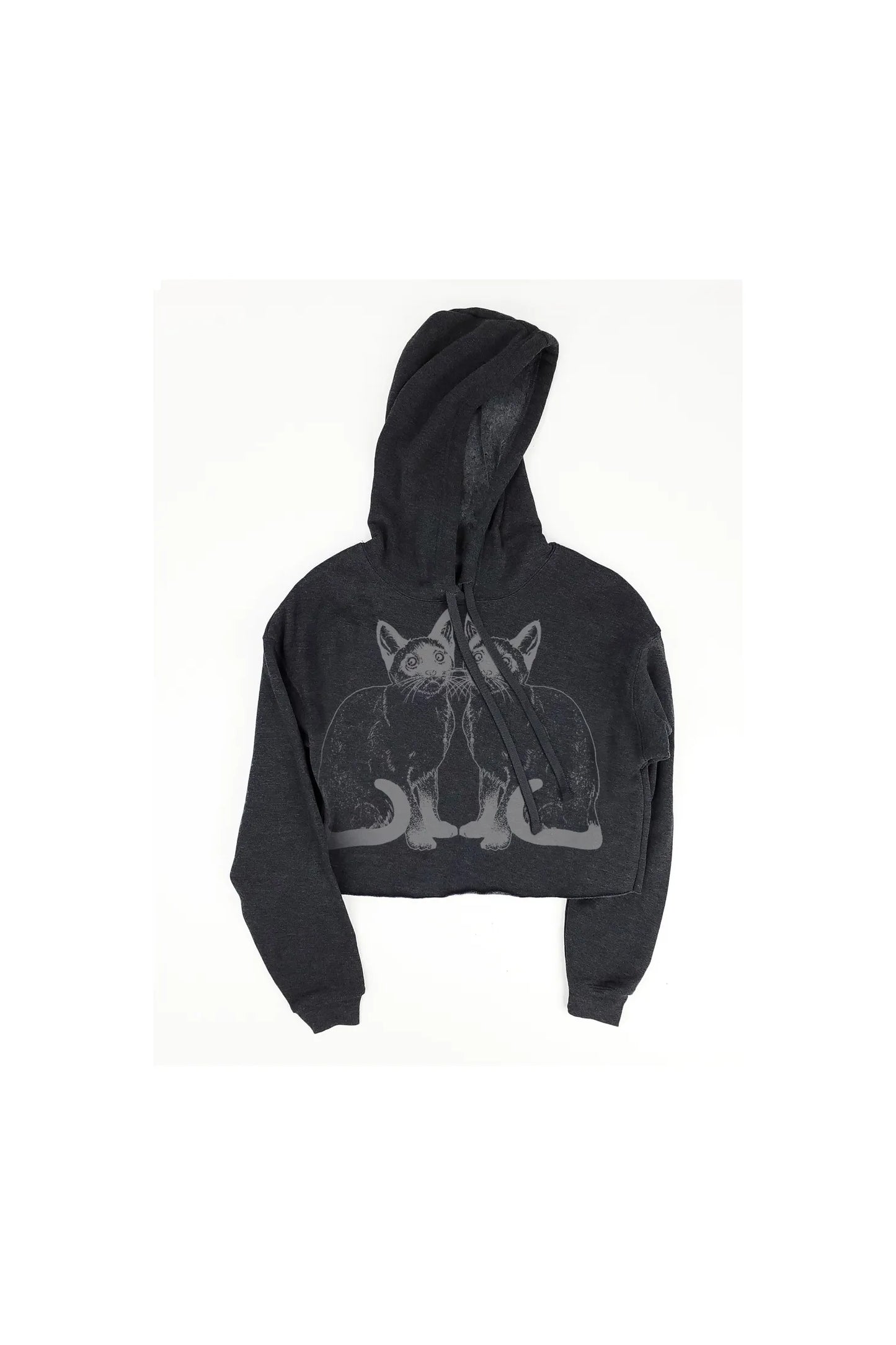 Kitties Charcoal Fleece Crop Hoodie