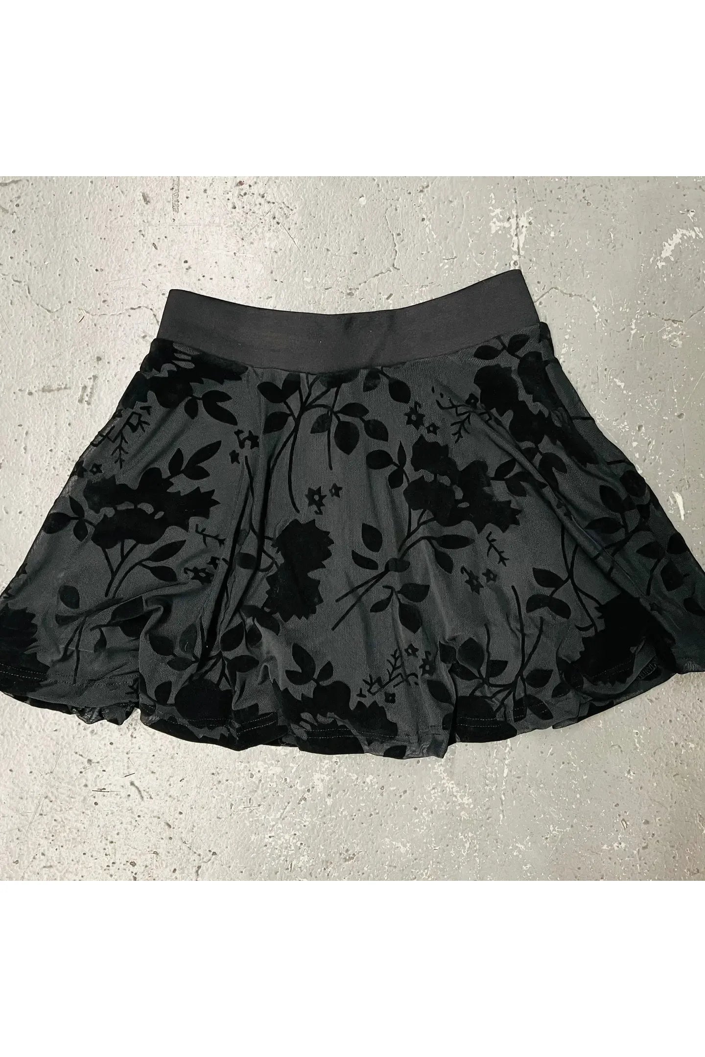 Gothic Floral Flocked Mini Skort with Built in Shorts