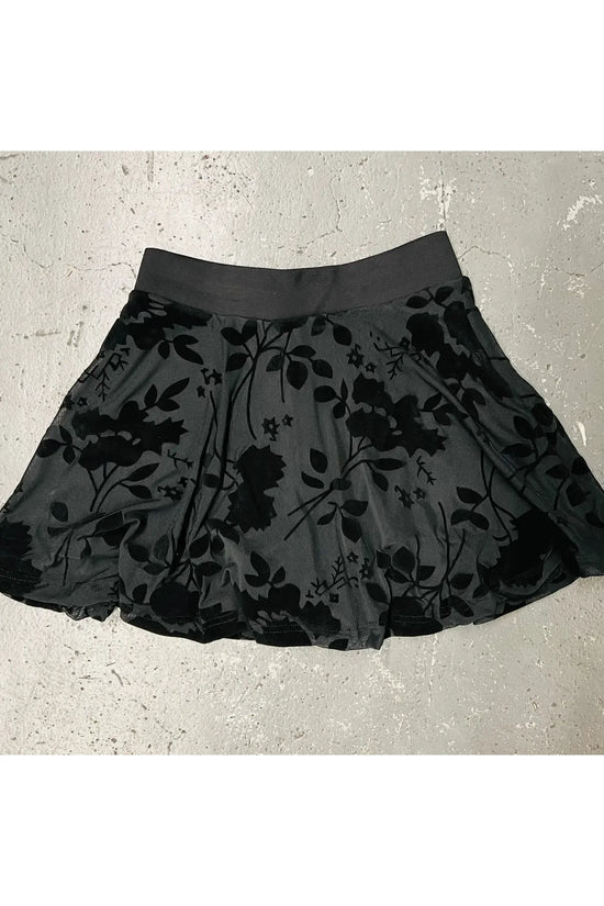 Gothic Floral Flocked Mini Skort with Built in Shorts