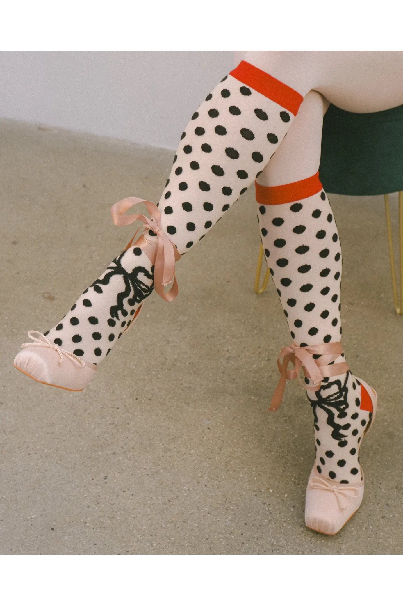 Polka Dot Bow Knee High Sheer Fashion Socks