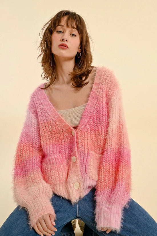 Pink Winter Solstice Cable Cardigan