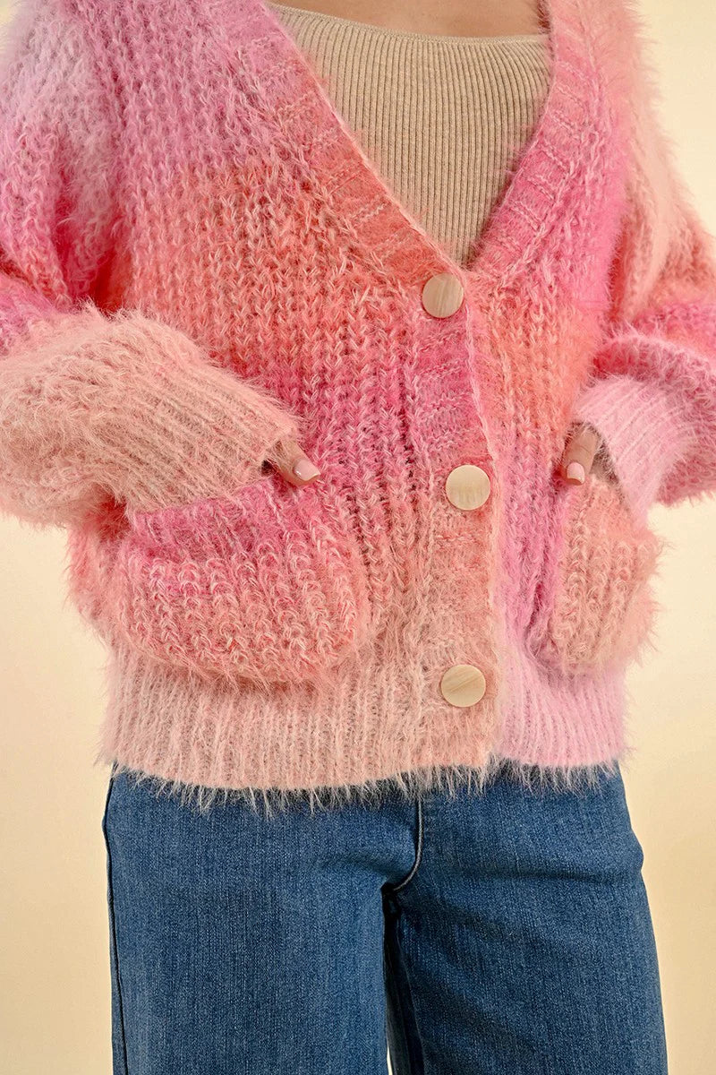 Pink Winter Solstice Cable Cardigan