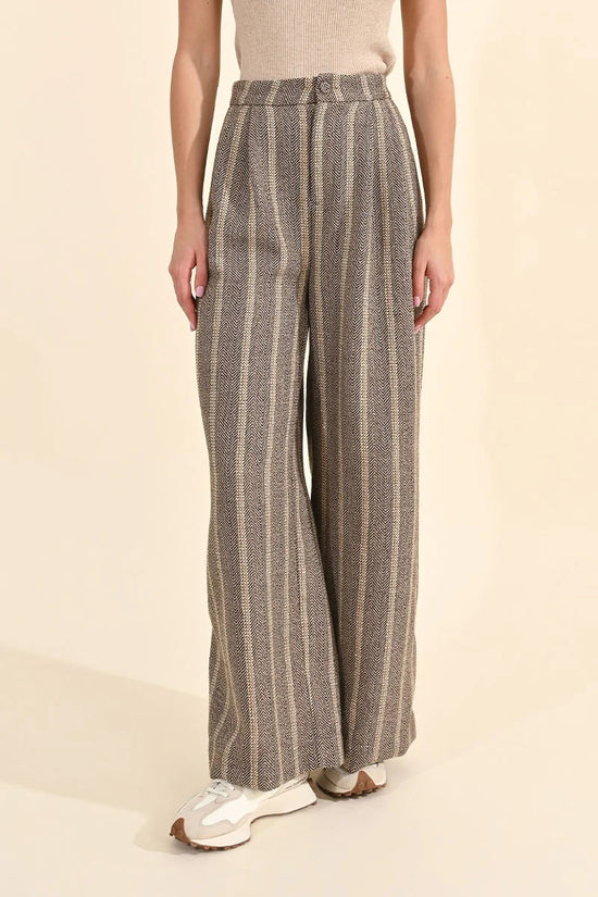 Shine Bright Stripped Herringbone Wide Leg Trouser Pants