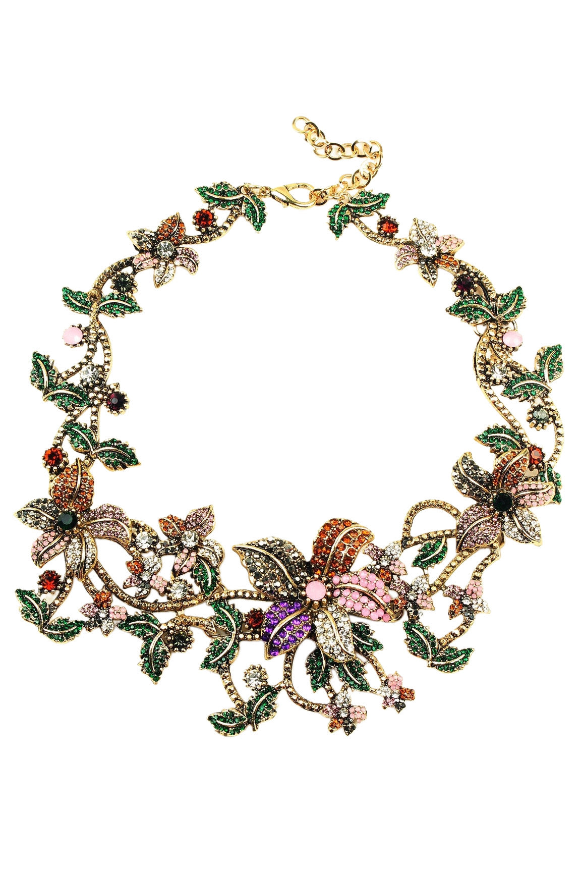 Multi-colored Floral Statement Wedding Party Necklace