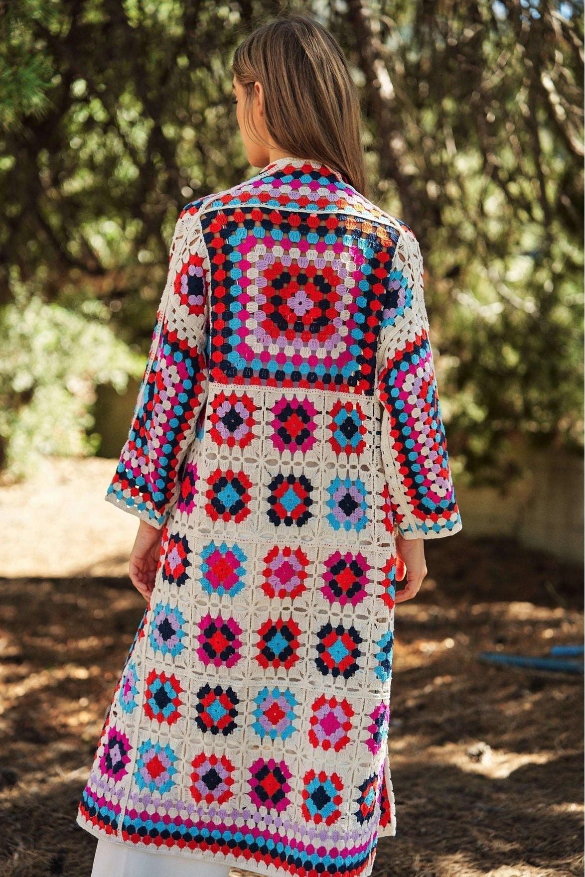 Always Morphing Granny Square Open Midi Crochet Knit Cover Up