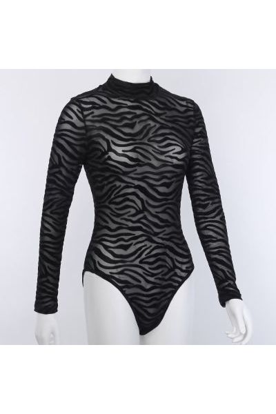 Beauty Fiend Sheer Zebra Bodysuit by Fox Slime