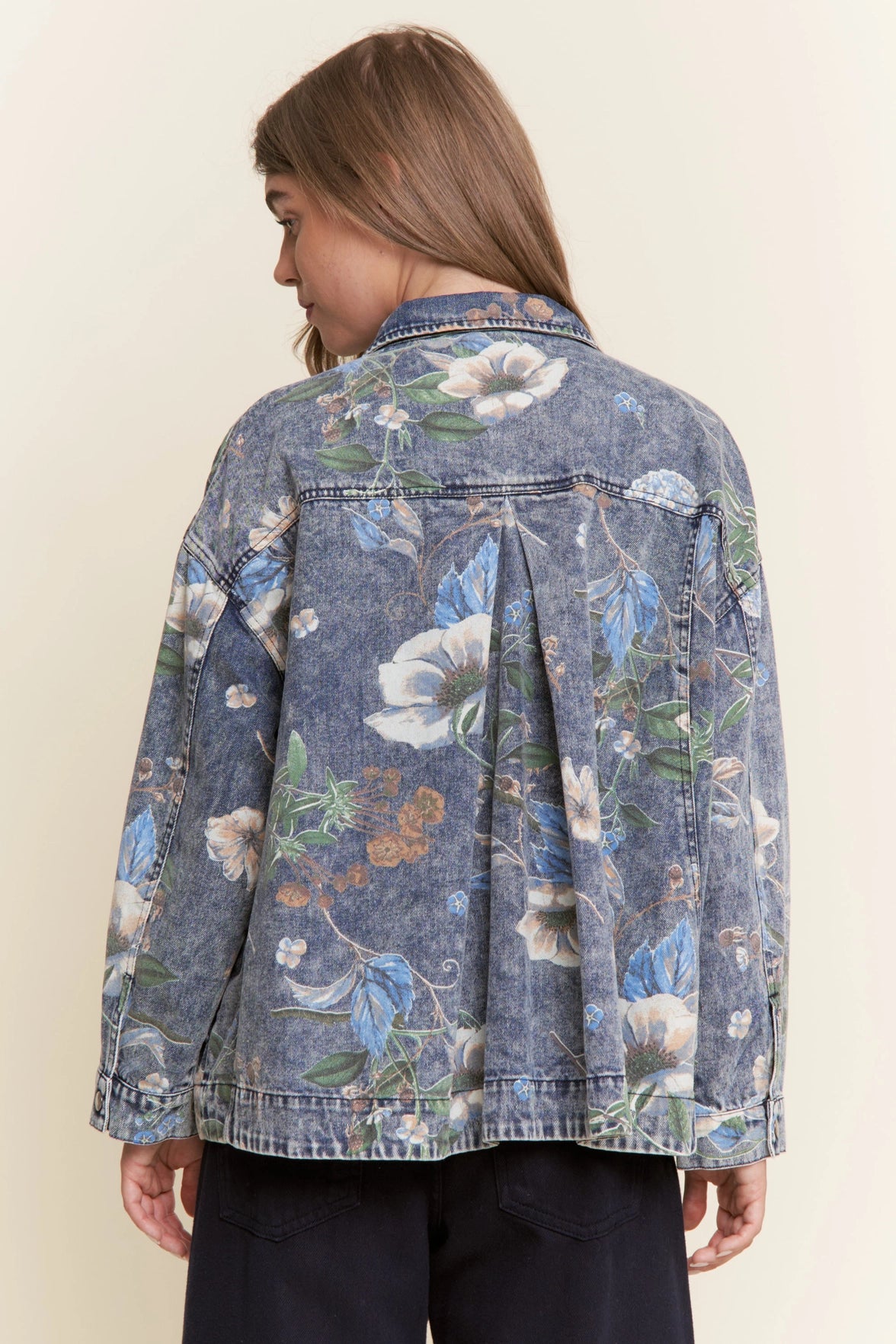 Floral Print Soft Denim Jacket
