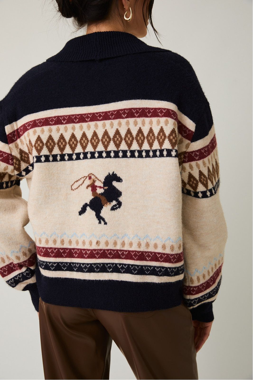 Button Up Western Oversize Sweater Cardigan