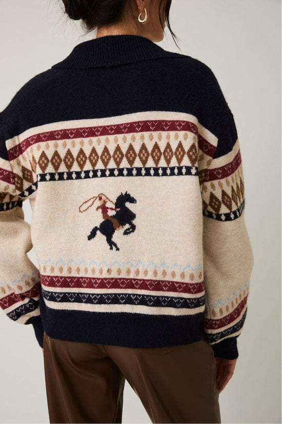 Button Up Western Oversize Sweater Cardigan