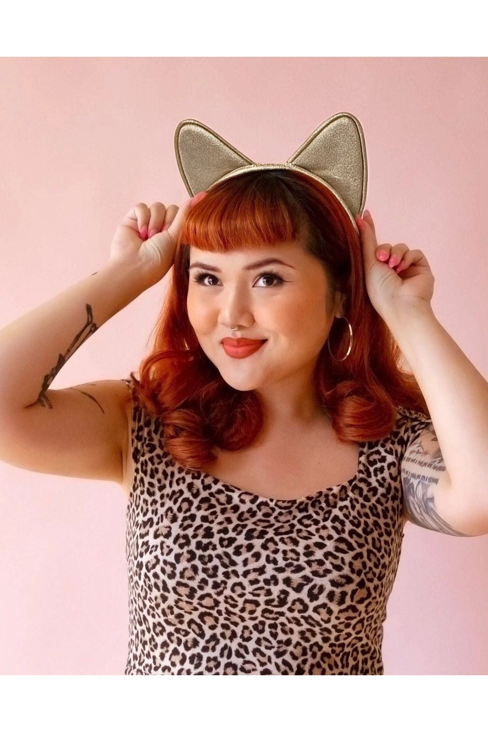 Luxe Gold Sparkle Cat Ears Headband