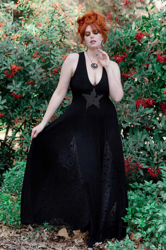 Starry Night Mesh Cutout Maxi