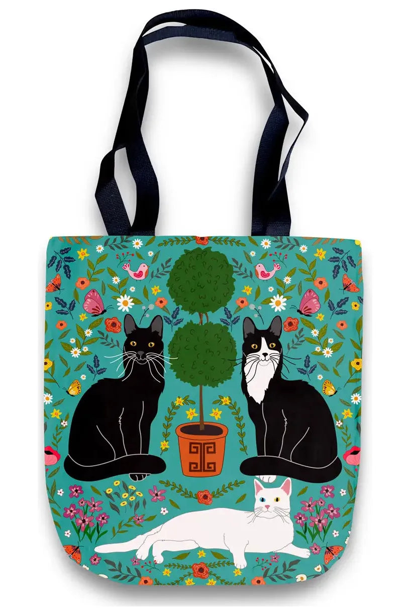Cheeky Kitty Cats with Topiary Tote Bag