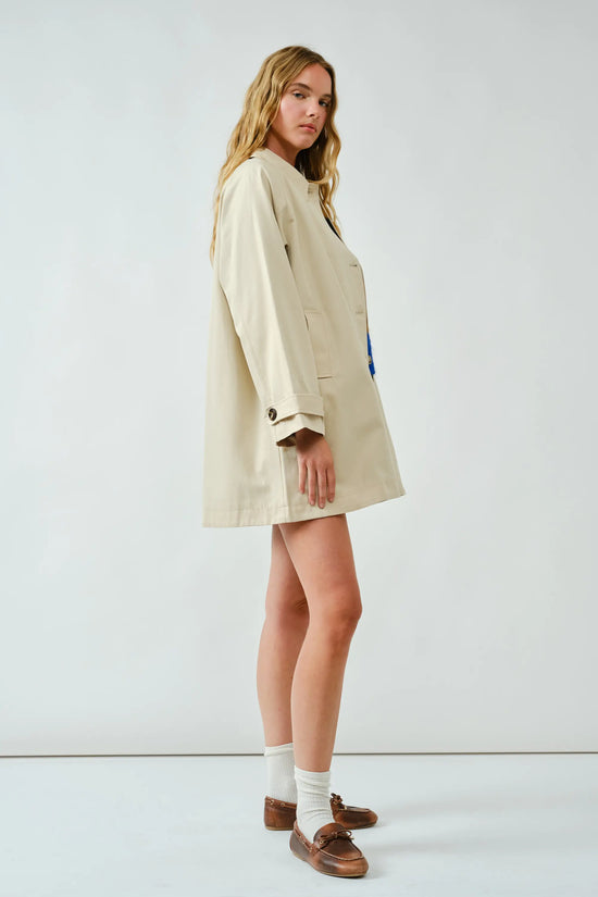 A-Line Trench Coat with Plaid Lining