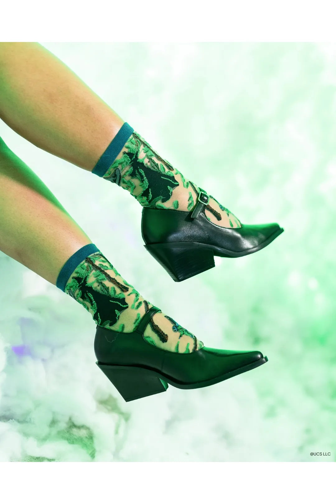 Elphaba Silhouette Sheer Crew Fashion Socks