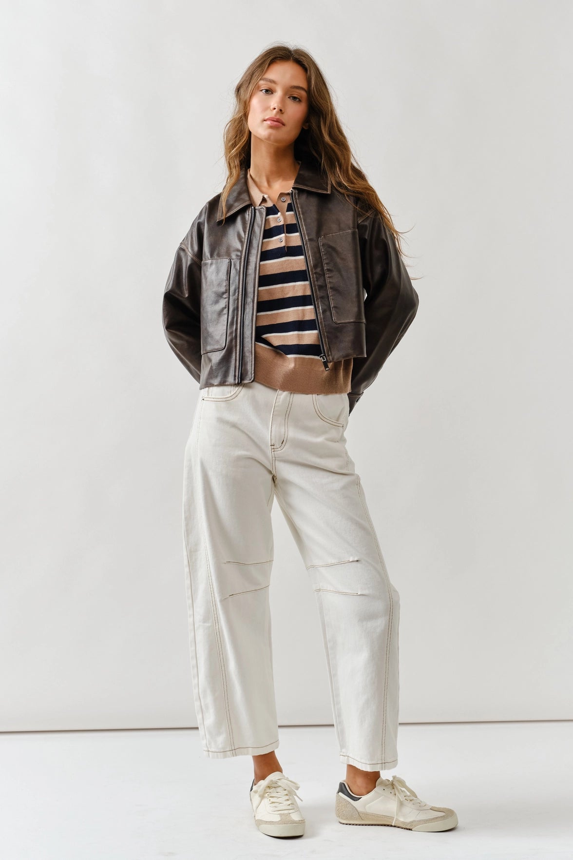 40's Vintage Washed Faux Leather Jacket