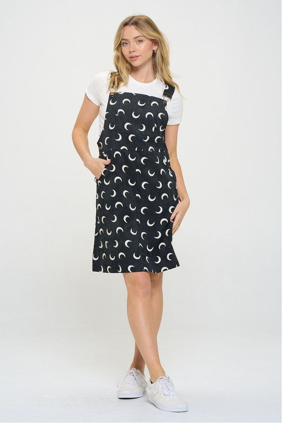 Half Moon Print Corduroy Dress