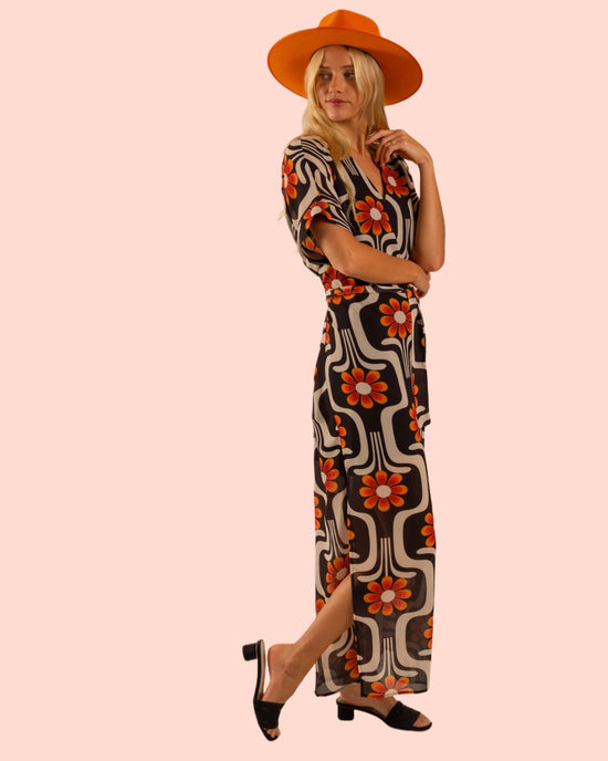 Kaftan Caftan Dress All Over Wild Flower Pattern