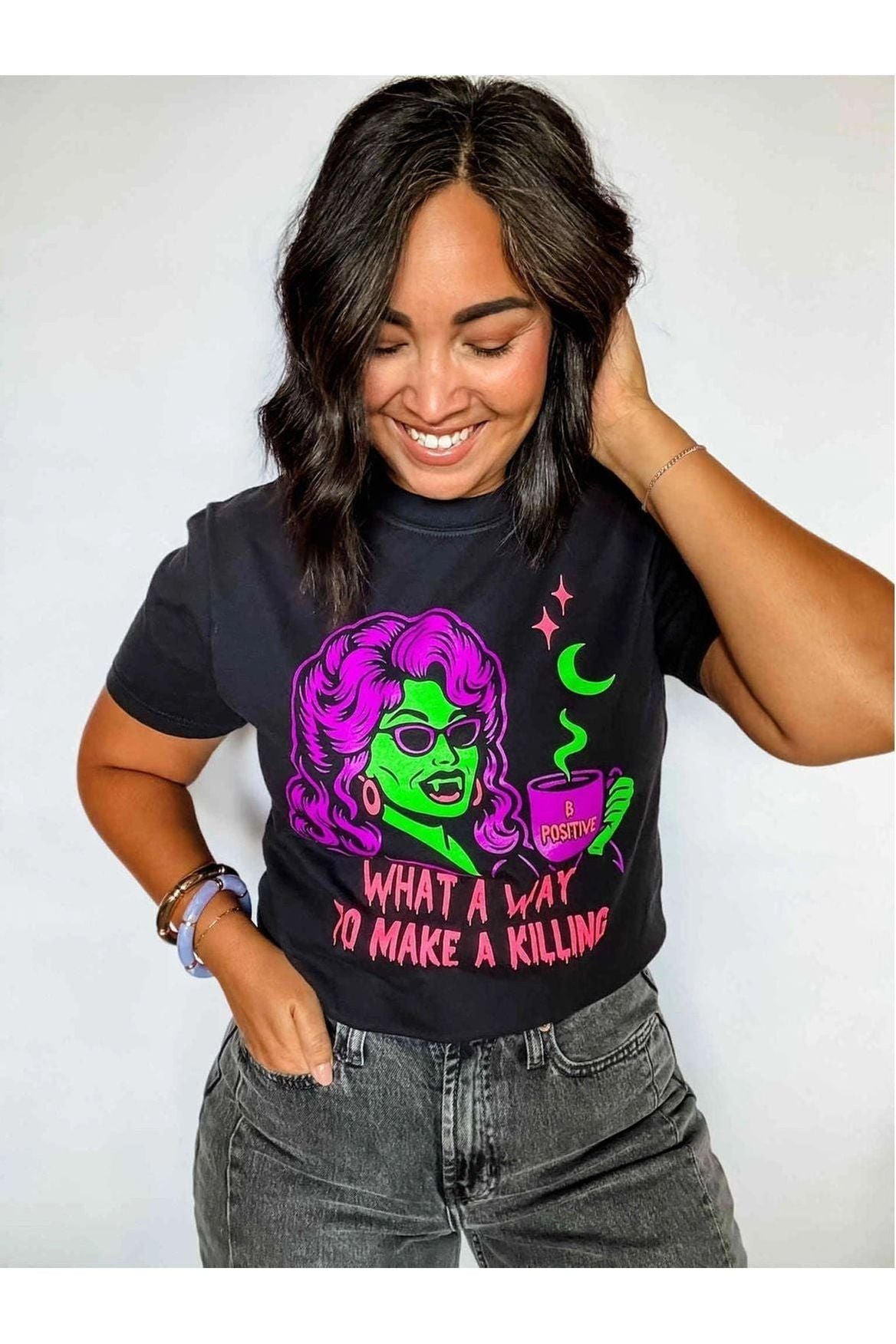 Dolly Vampire Halloween Neon T-Shirt