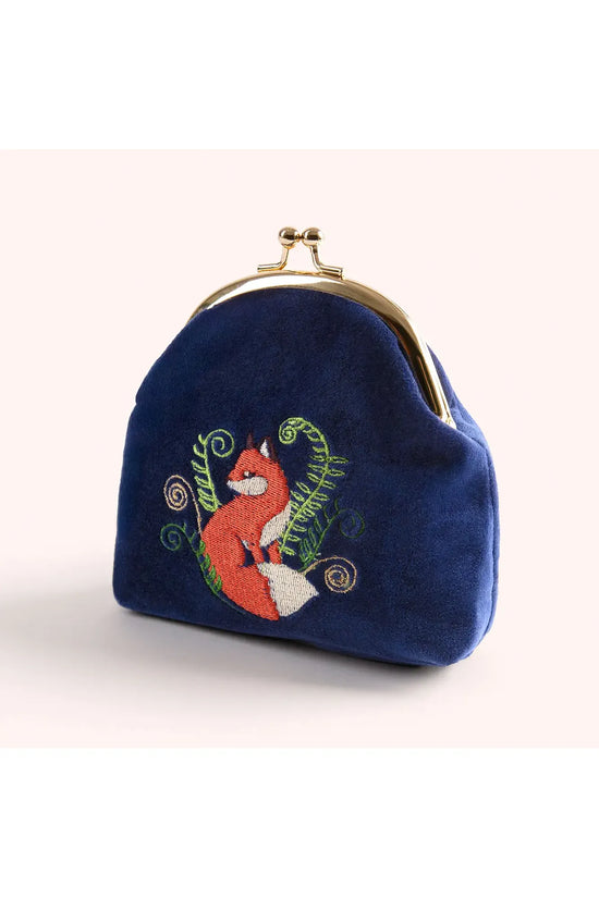 Fox Velvet Embroidered Coin Purse