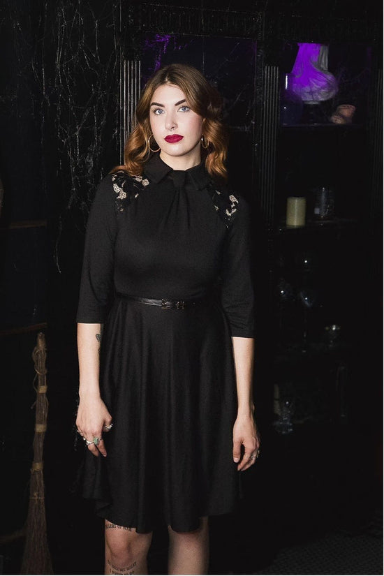 Faux Tie Fit and Flare Lace Halloween Dress