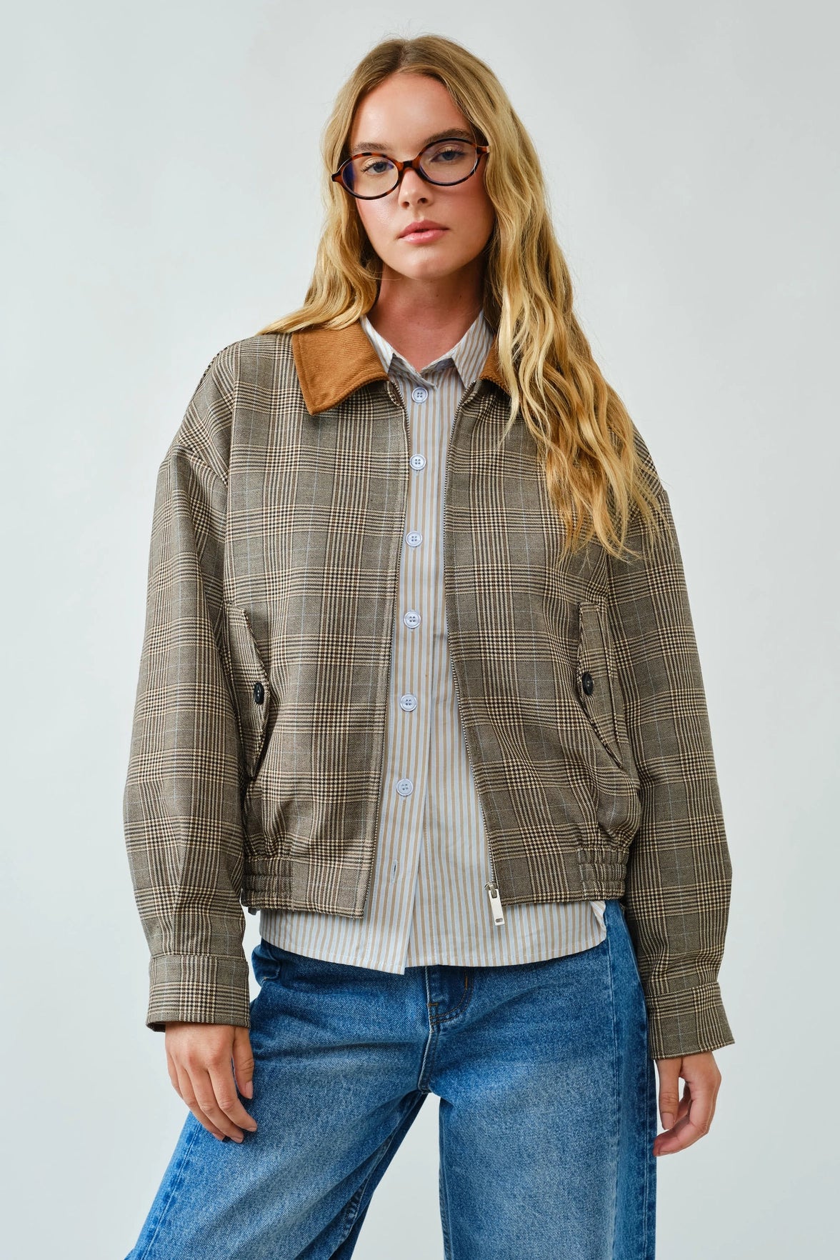 Plaid Bomber Fall Winter Jacket