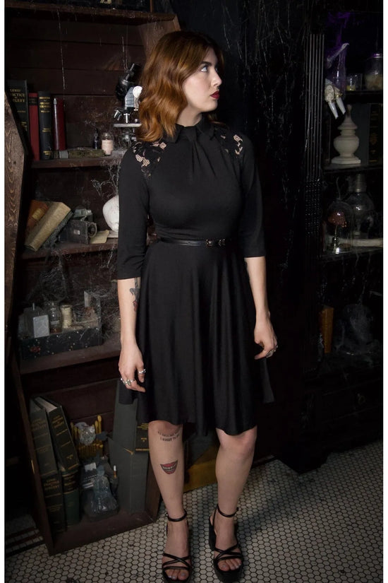 Faux Tie Fit and Flare Lace Halloween Dress