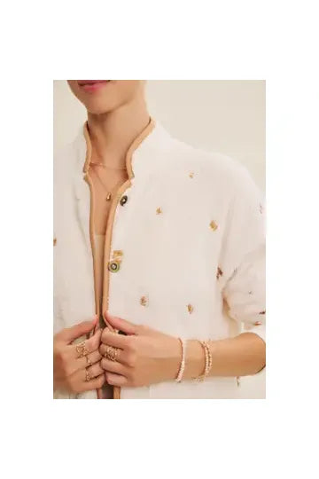 Embroidered Fleece Jacket Oversize Sweater Cardigan