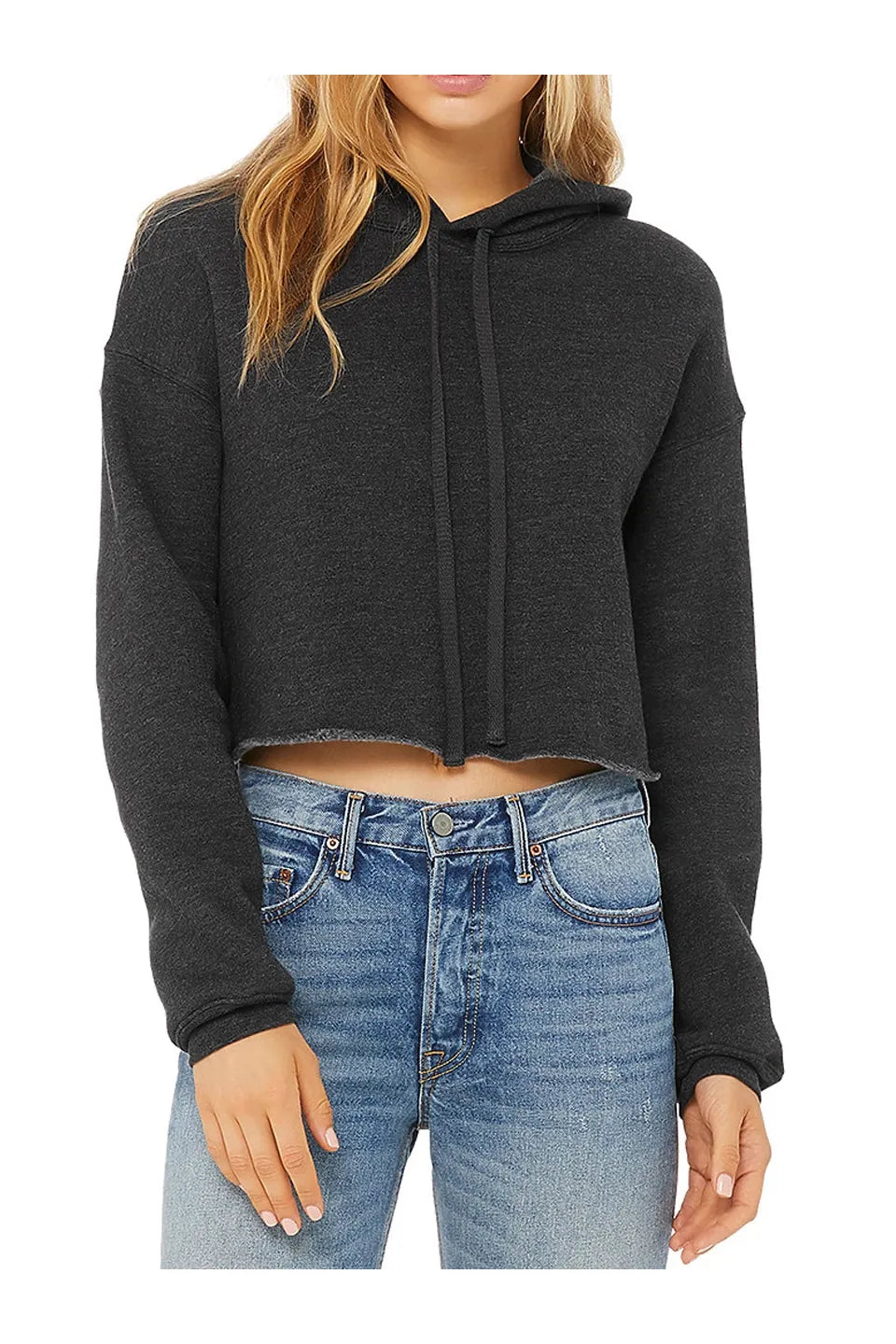 Dandelion Charcoal Fleece Crop Hoodie