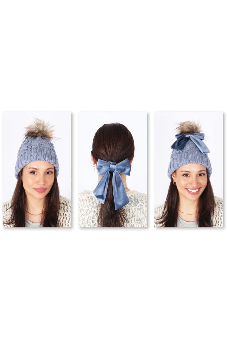 3 Ways To Wear Bow Beanie Faux Fur Pom