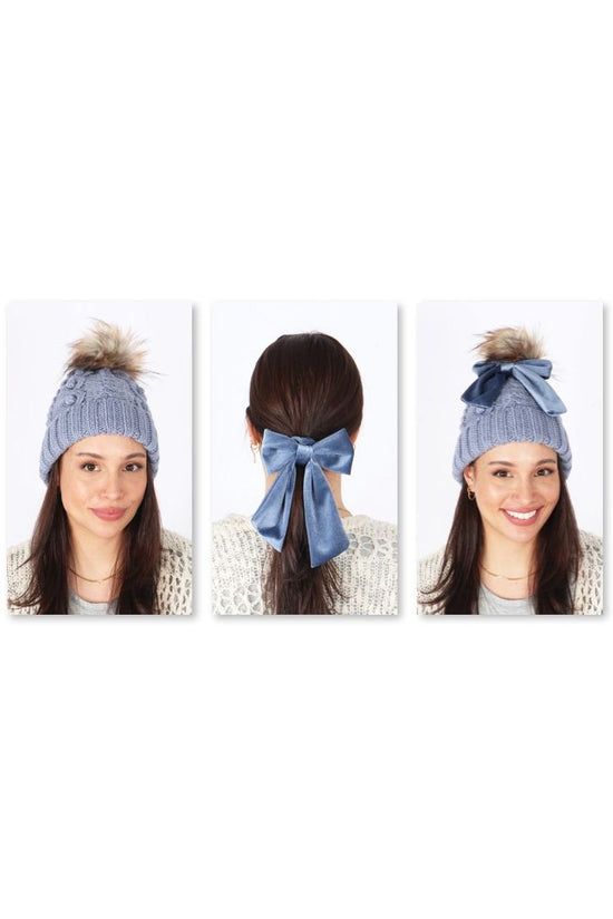 3 Ways To Wear Bow Beanie Faux Fur Pom