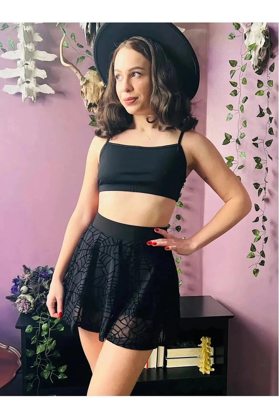 The Morbid Spiderwebs Flocked Mini Skort