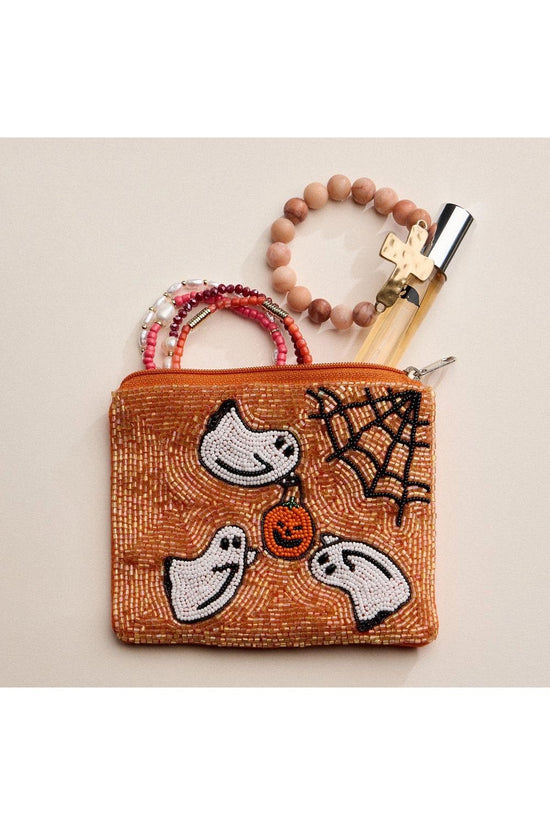 Halloween Ghost Beaded Coin Purse