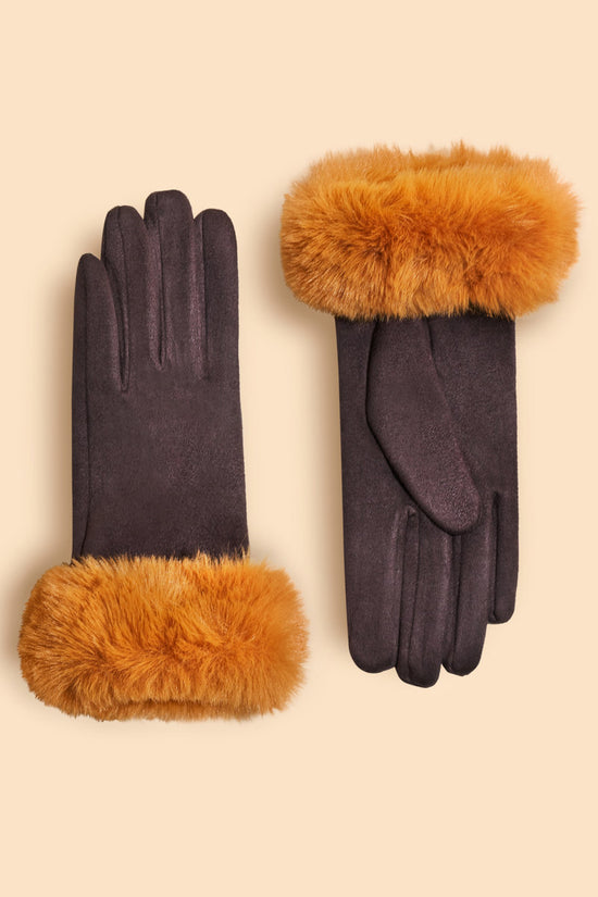 Chocolate & Mustard Fashion Gloves