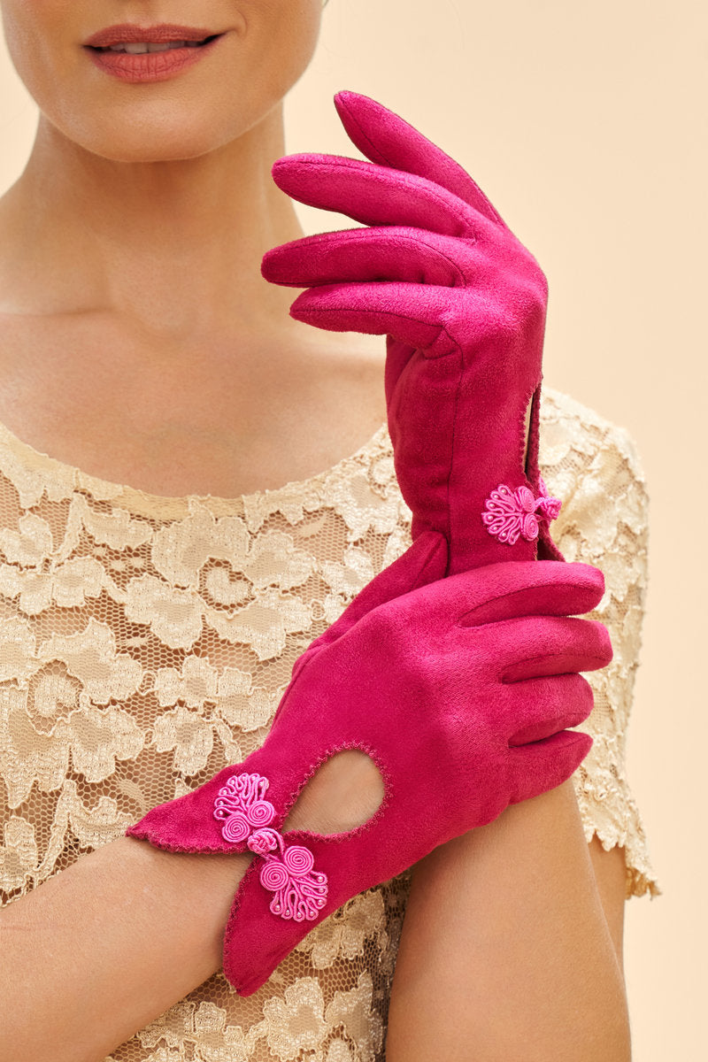 Pretty Fuchsia Fall Winter Fashion Gloves