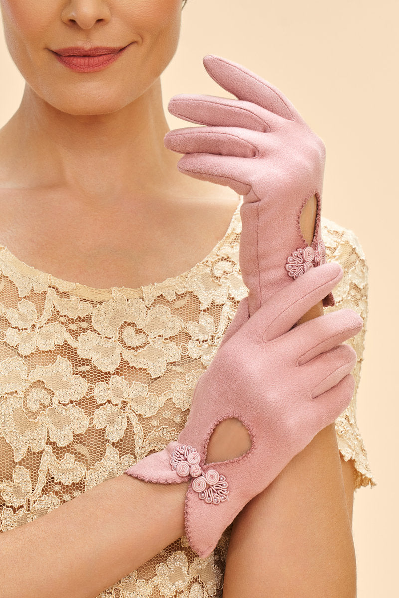 Pink Petal Fall Winter Fashion Gloves