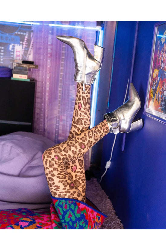Pink Pop Leopard Print Sheer Tights