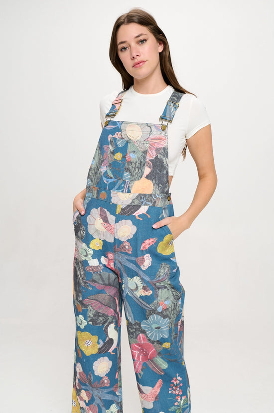 Force of Nature Botanical Floral Print Overalls