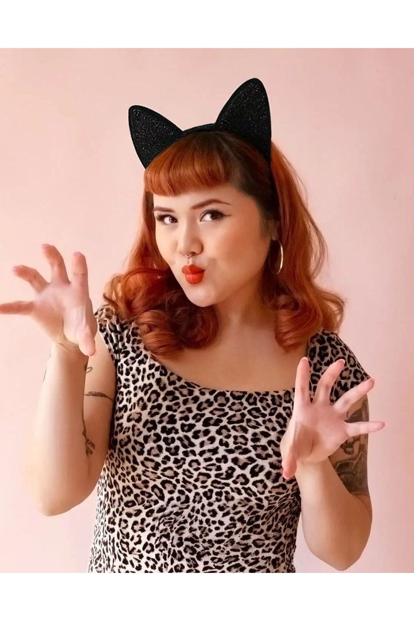 Luxe Black Sparkle Cat Ears Headband