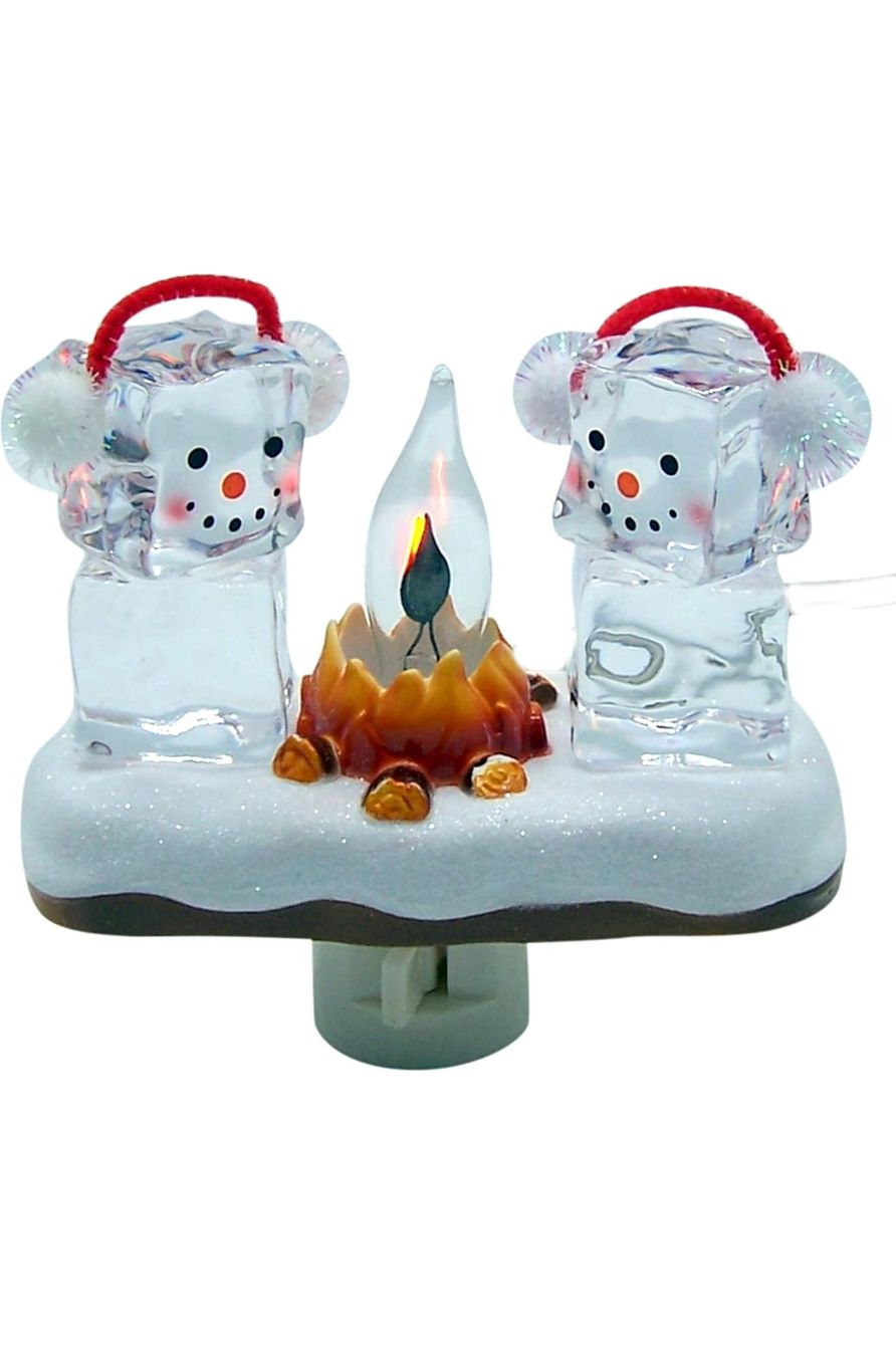 Cute Ice Cube Friends Campfire Night Light