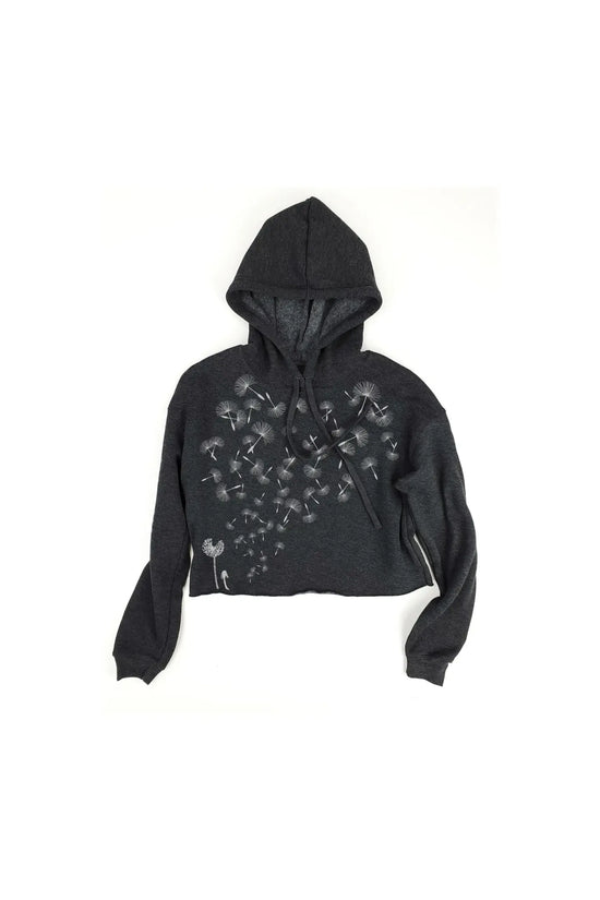 Dandelion Charcoal Fleece Crop Hoodie