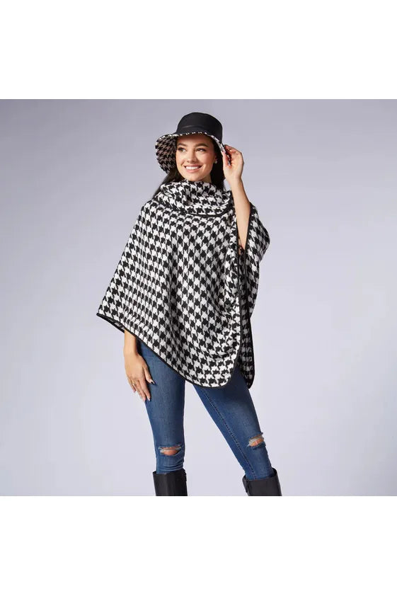 London Houndstooth Fall Winter Poncho