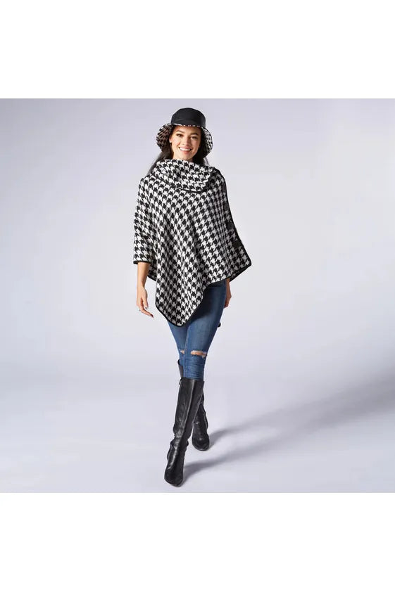 London Houndstooth Fall Winter Poncho