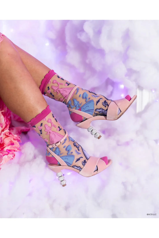 Wicked Glinda Silhouette Ruffle Floral Sheer Crew Fashion Socks