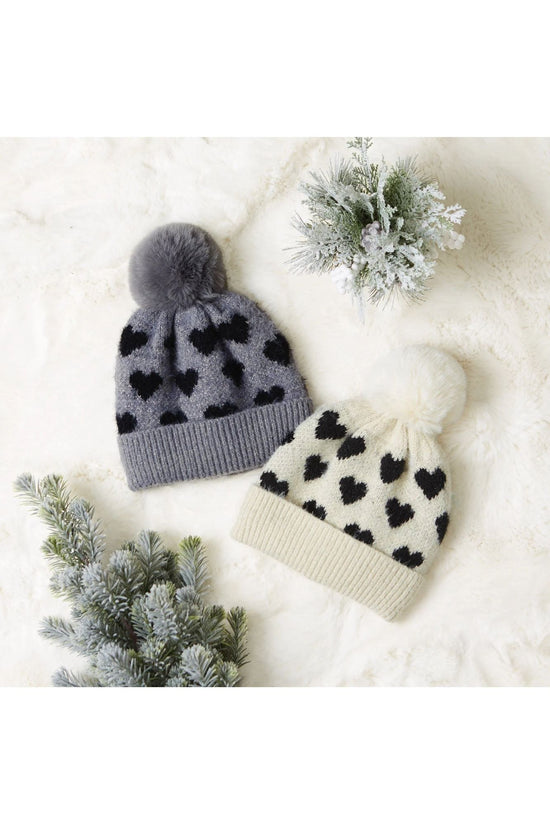 Heart Print Beanie