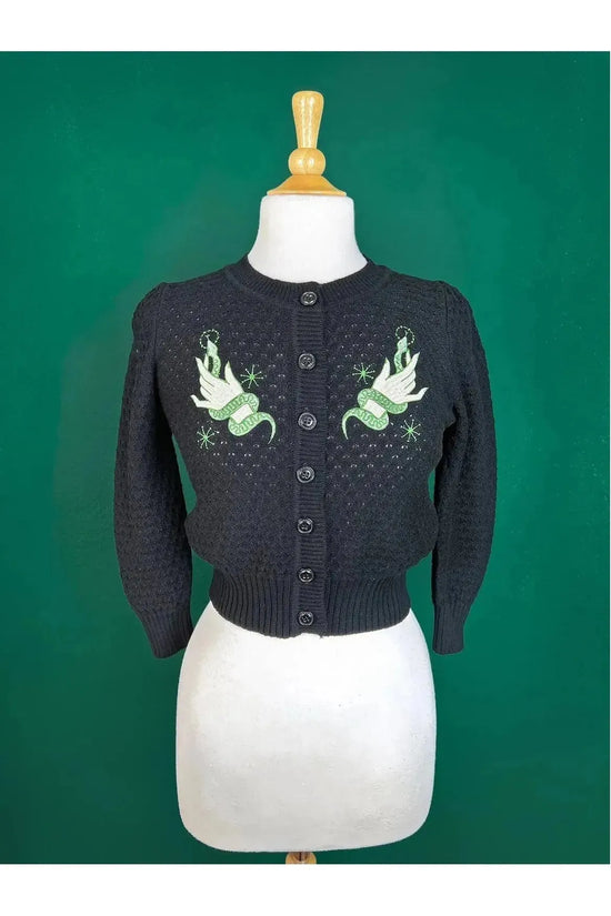 Snake Wrangler Cropped Black Cardigan